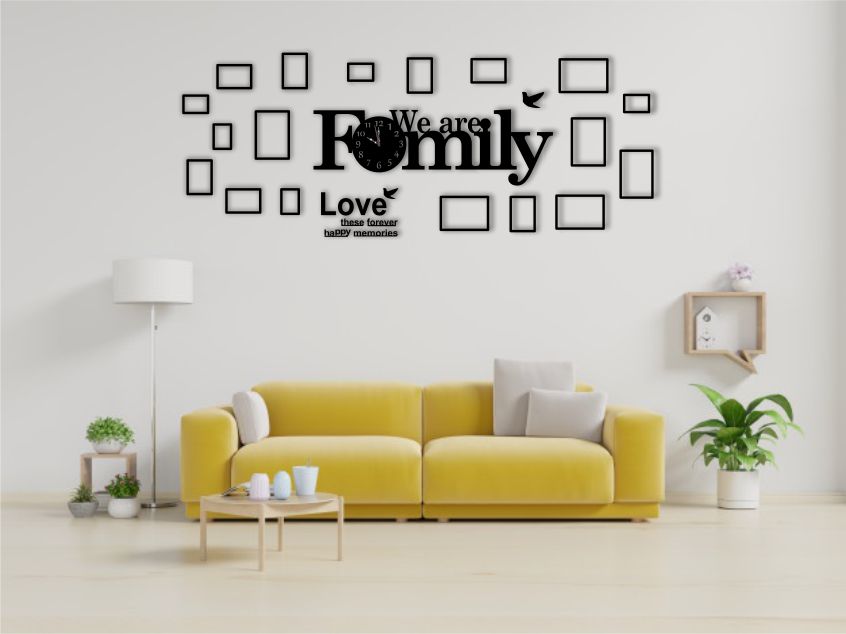 Family DIY 3D MDF Wood Wall Clock
