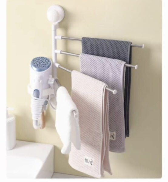 Stainless Steel Towel Racks Bathroom Wall Mounted 4 Swivel Bars Holder For Organizer Cabinet Cupboard Hanger