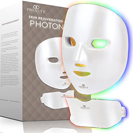 Project E Beauty LED Light Therapy Face & Neck Mask |  Anti Aging Acne Spot Removal Wrinkles Brightening Facial Skin Care Mask