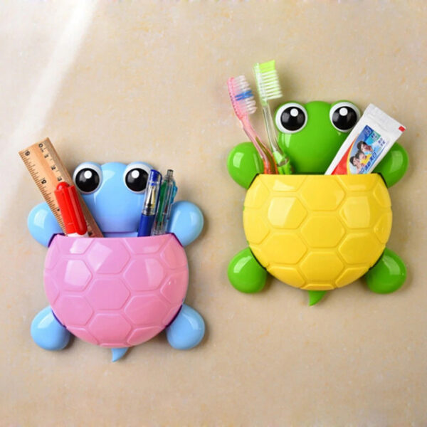 Pack Of 2 3d Cartoon Animal Cute Turtle Shape Toothbrush Holder  Cup Mount Turtle Toothbrush Toothpaste Container Box