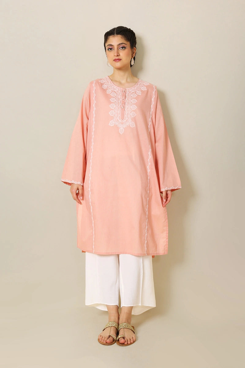 GULDOZI FLORAL BUTI EMBROIDERED KURTA WITH TROUSER